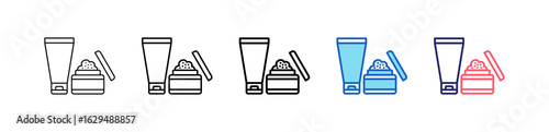 Face Scrub Icon In 5 Different Styles Set Collection.   