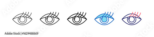 Eyelash Icon In 5 Different Styles Set Collection.   