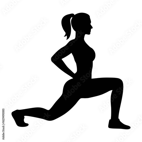 Woman silhouette doing lunges exercise fitness workout training bodyweight cardio strength pose