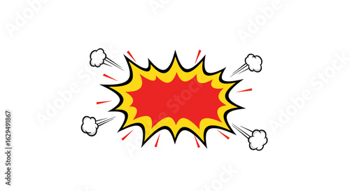 Vibrant Comic Book Explosion Burst with Red Center and Yellow Outline