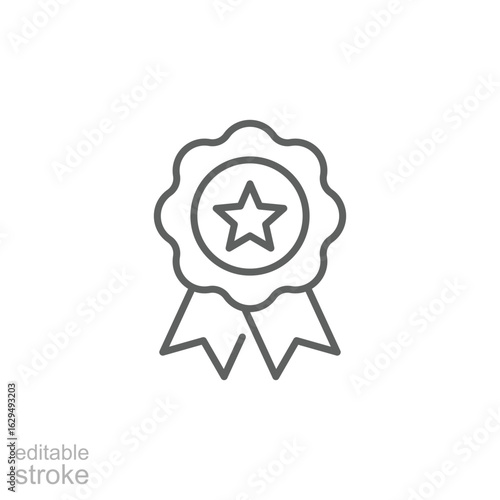 Award medals icon. Simple outline style. Reward, recognition, star, rosette, ribbon, win, prize, best, badge, labels of trusted quality concept. Thin line symbol. isolated design editable stroke