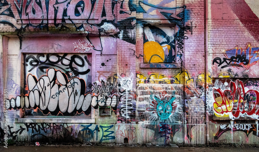 Vibrant Graffiti Wall in Urban Setting, in Brussels, Belgium Vibrant Graffiti Wall in Urban Setting, in Brussels, Belgium