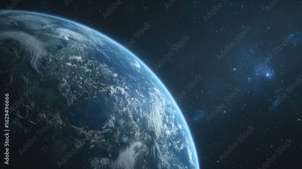 Fototapeta premium Earth seen from space, a celestial view.