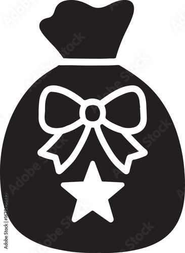 Silhouette vector of a Christmas gift bag. Ideal for holiday packaging, festive decor, and seasonal design projects.