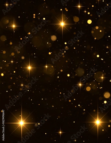 Sparkling gold dust effect on black background