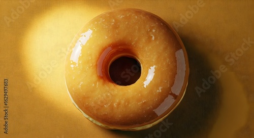 Golden Doughnut on a Textured Yellow Background