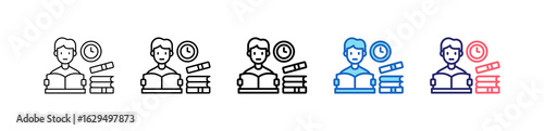 Study Icon In 5 Different Styles Set Collection.   