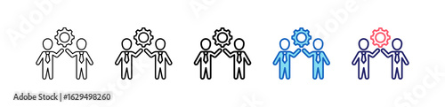 Teamwork Icon In 5 Different Styles Set Collection.   