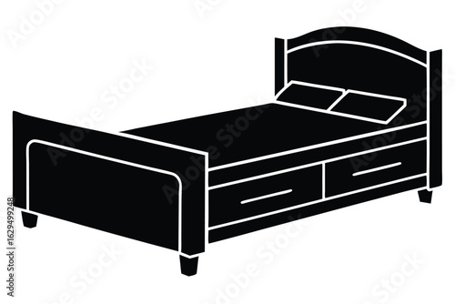 bed with side drawers vector icon