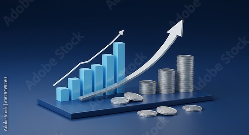 Wallpaper Mural Financial growth chart with rising bar graph and coin stacks Torontodigital.ca