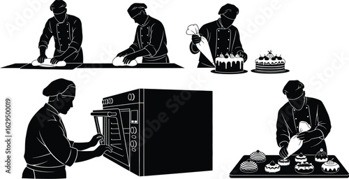 Skilled bakers craft delicious pastries and cakes with expertise