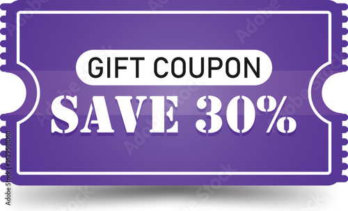 Gift Coupon – Save 30% Purple Promo Ticket