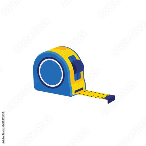 Blue and Yellow Tape Measure - Construction Tool Illustration