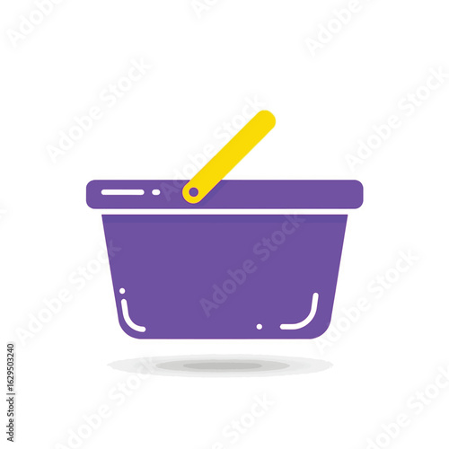 Purple Shopping Basket Icon with Yellow Handle