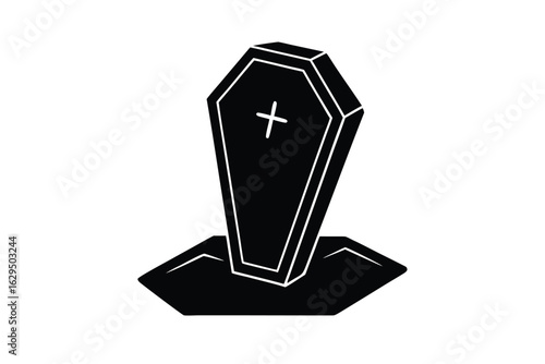 coffin rising from ground vector icon