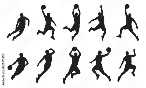 High Energy Basketball Player Silhouettes