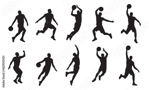 Athletic Action Shots of Basketball Players Jumping