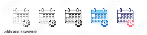 Schedule Icon In 5 Different Styles Set Collection.   