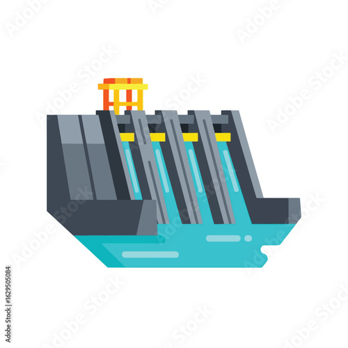 Hydroelectric Dam Illustration: Clean Energy Source