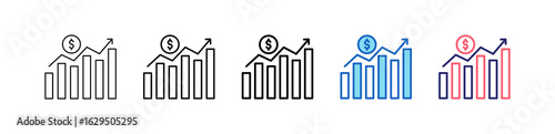 Growth Icon In 5 Different Styles Set Collection.   