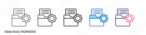 Folder Management Icon In 5 Different Styles Set Collection.   