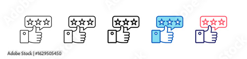 Review Icon In 5 Different Styles Set Collection.   
