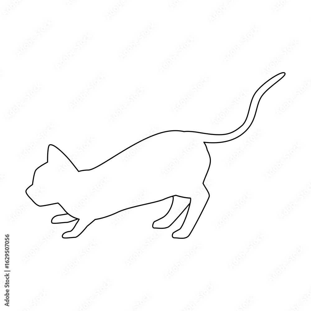 Obraz premium ねこのシルエット10 線画