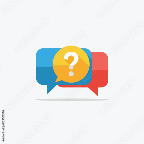 Communication Question Mark Icon, Flat Design Style
