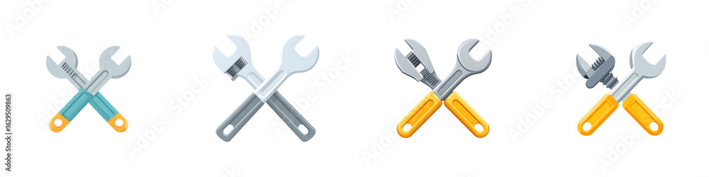 Fototapeta premium Adjustable Wrench Set - Cross Design Tool Illustration