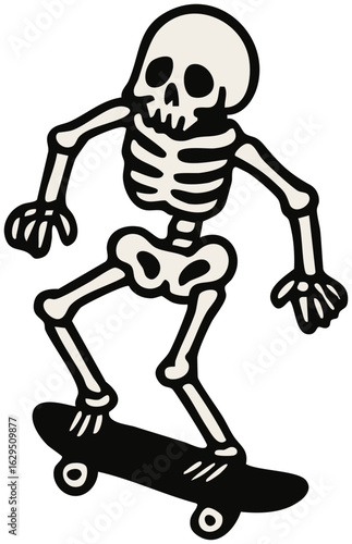 Skeleton on skateboard