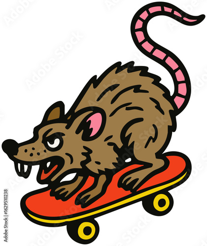Vector illustration of a cute cartoon rat and squirrel drawing featuring funny wild animals and nature art design