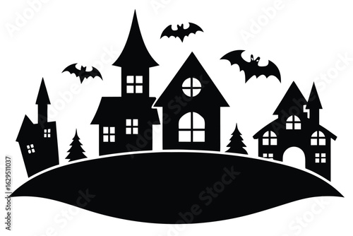 halloween village vector icon