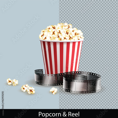 popcorn and old film reel illustration