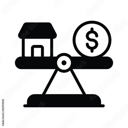 Here is a glyph icon of property comparison sale