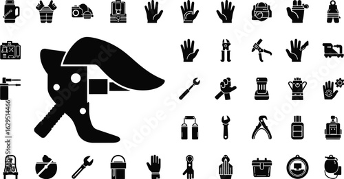 Essential tools and safety gear icons for industry professionals
