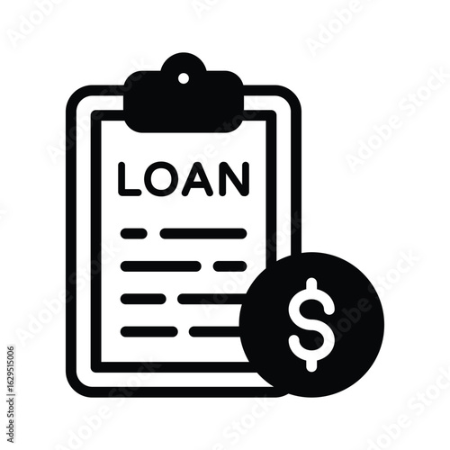 A premium glyph icon of loan paper with money
