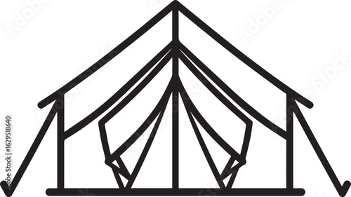 Camping Tent Silhouette in Black | Outdoor Adventure