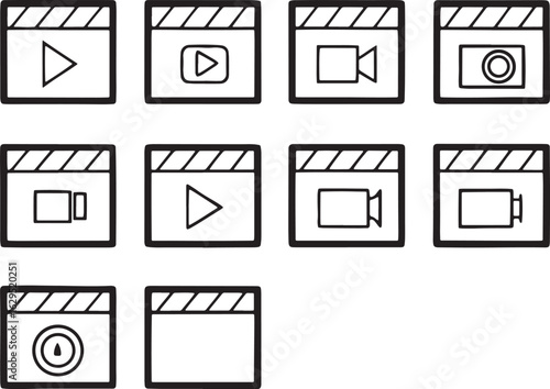 Set of Clapperboard Video and Media Icons