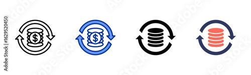Cash Flow icon sheet multiple style collection