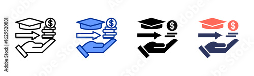 Financial Literacy icon sheet multiple style collection