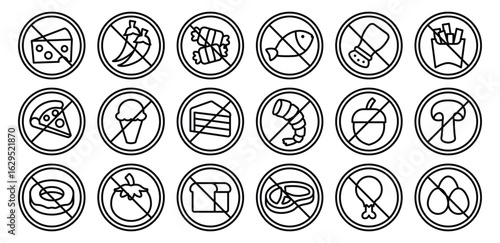 Allergen Food Line Icon Black and White Color Vector Design Icons Illustration Collections