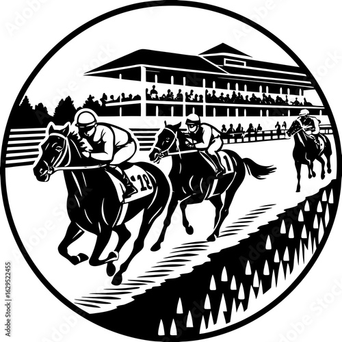 horse-races (linocut style)