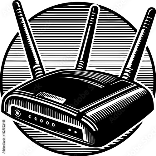 wifi-router (linocut style)