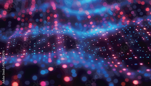 A colorful wave of light with blue, red and pink colors. The light is scattered and the colors are bright