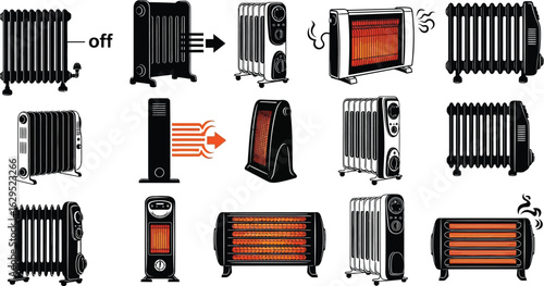Diverse electric heaters providing warmth and comfort in various styles