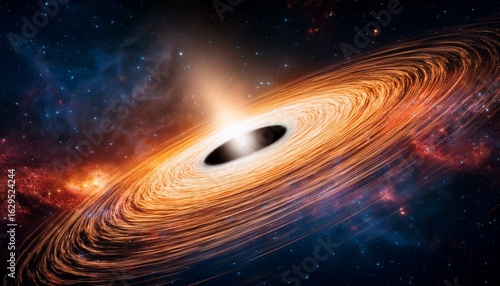 supermassive black hole accretion cosmic space swirling nebula science fiction background astronomy
