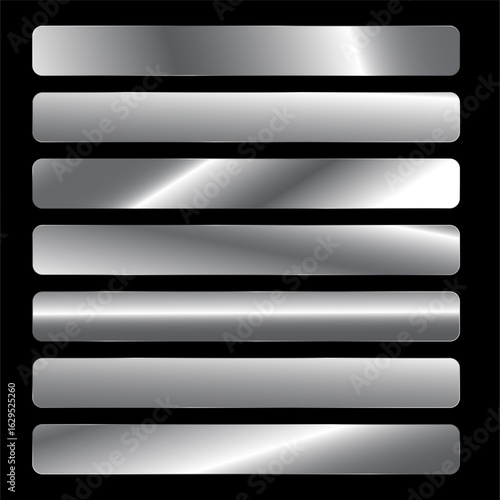 Metallic Silver Gradient Bars – Shiny Chrome Background Set