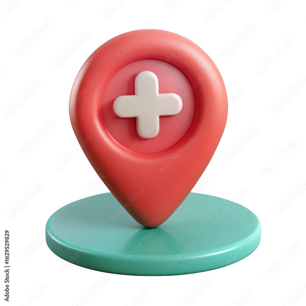 Obraz premium 3d medical location marker icon isolated on transparent background
