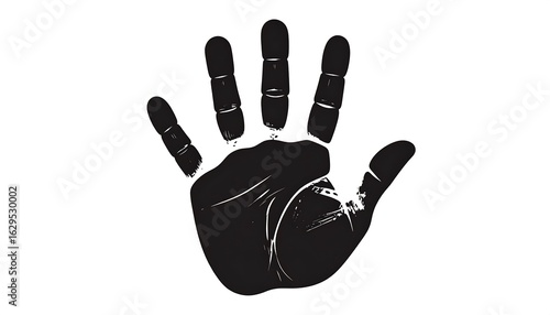 Monochrome Handprint Illustration on Clean White Backdrop for Graphic Design
