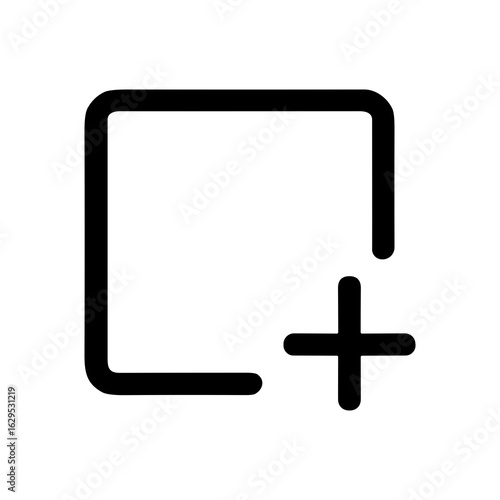 Minimalist Rounded Corner Square with Plus Sign Icon Element